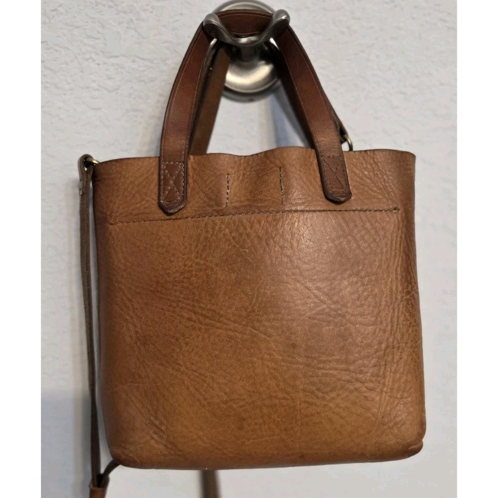 Vntg Madewell Small Mini Transport Crossbody‎ Bag Cognac Brown Leather Tote - Picture 3 of 11